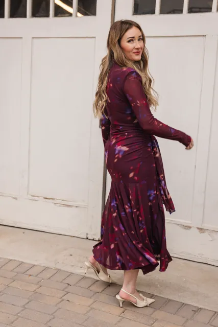 Aubriella Dress in Burgundy Floral sold by Ivy City Co product image thumbnail 4