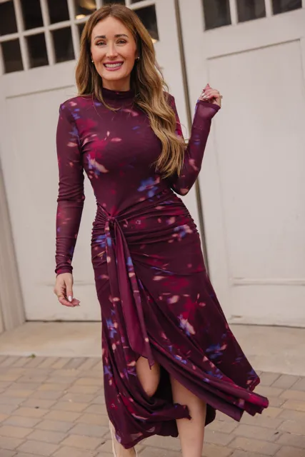 Aubriella Dress in Burgundy Floral sold by Ivy City Co product image thumbnail 5