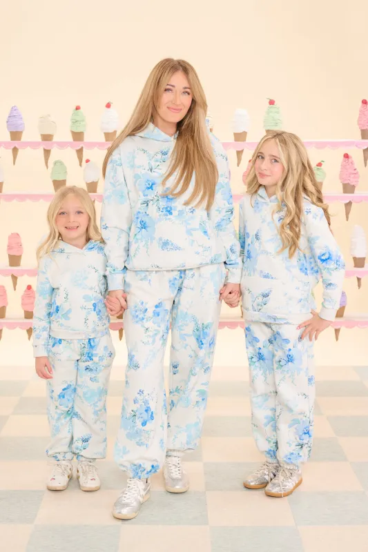 Kian Jogger Sweatpants in Blue Aquarelle Fleur sold by Ivy City Co