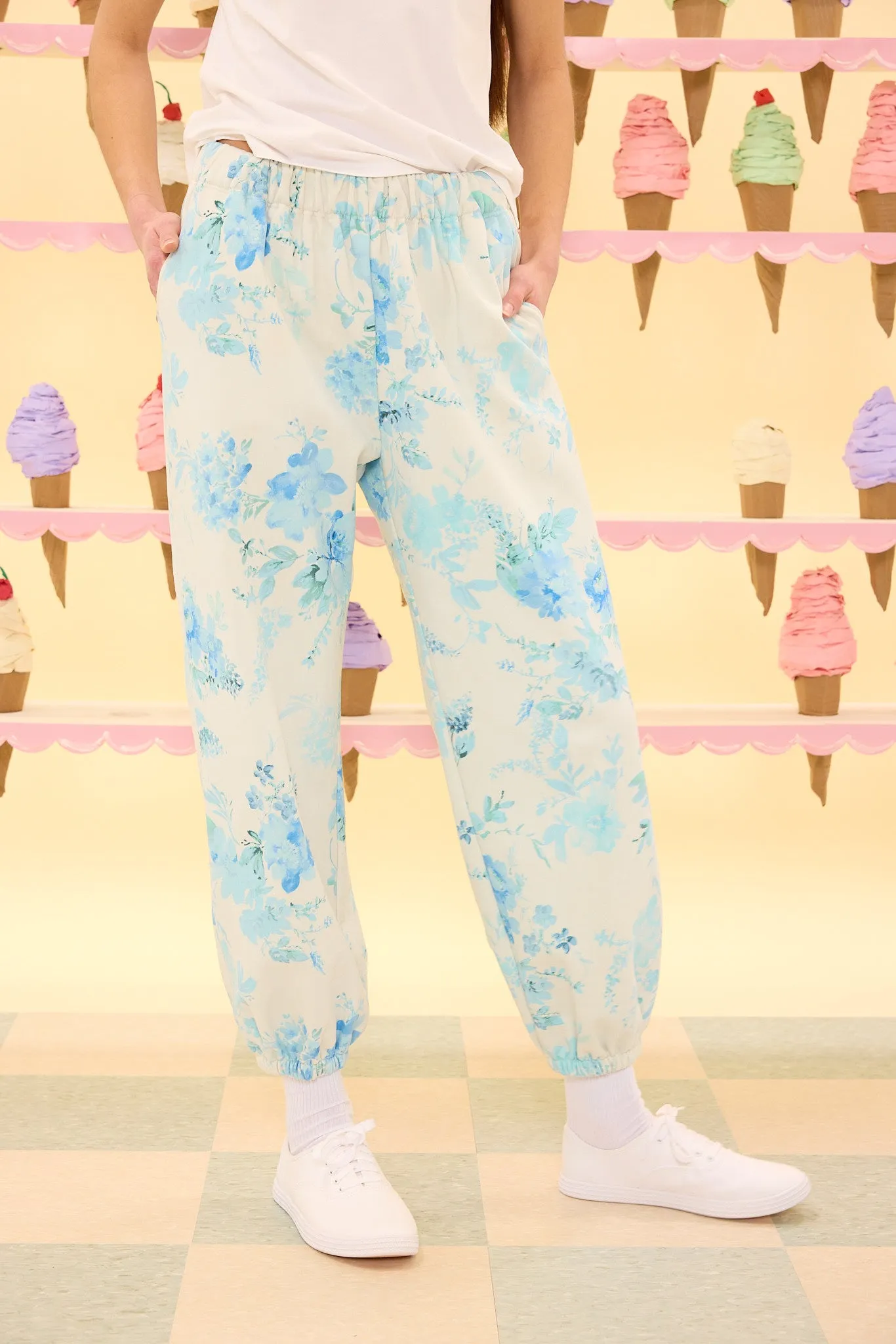 Kian Jogger Sweatpants in Blue Aquarelle Fleur sold by Ivy City Co product image thumbnail 4