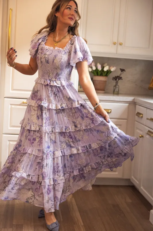 Winnie Dress in Lavender Aquarelle Fleur made by Ivy City Co