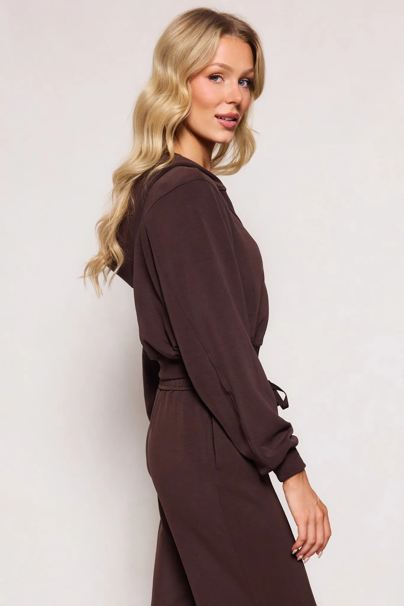 Amara Zip Up Sweatshirt in Espresso sold by Ivy City Co product image thumbnail 2