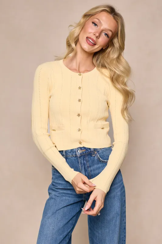 Kali Cardigan in Butter Yellow made by Ivy City Co