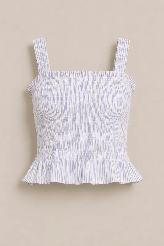 Harley Top in Blue & White Pinstripe made by Ivy City Co