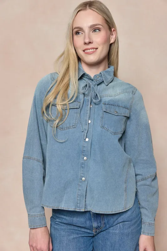 Denver Top in Lightwash Denim made by Ivy City Co