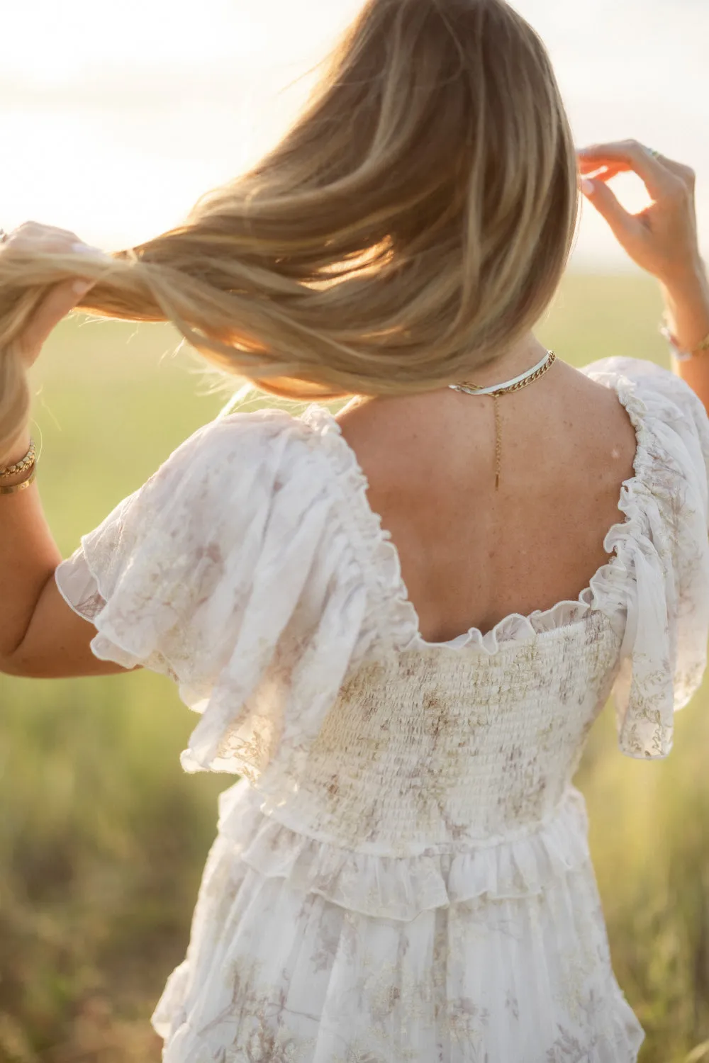 Winnie Dress in Bright White Wispy Wildflower sold by Ivy City Co product image thumbnail 3