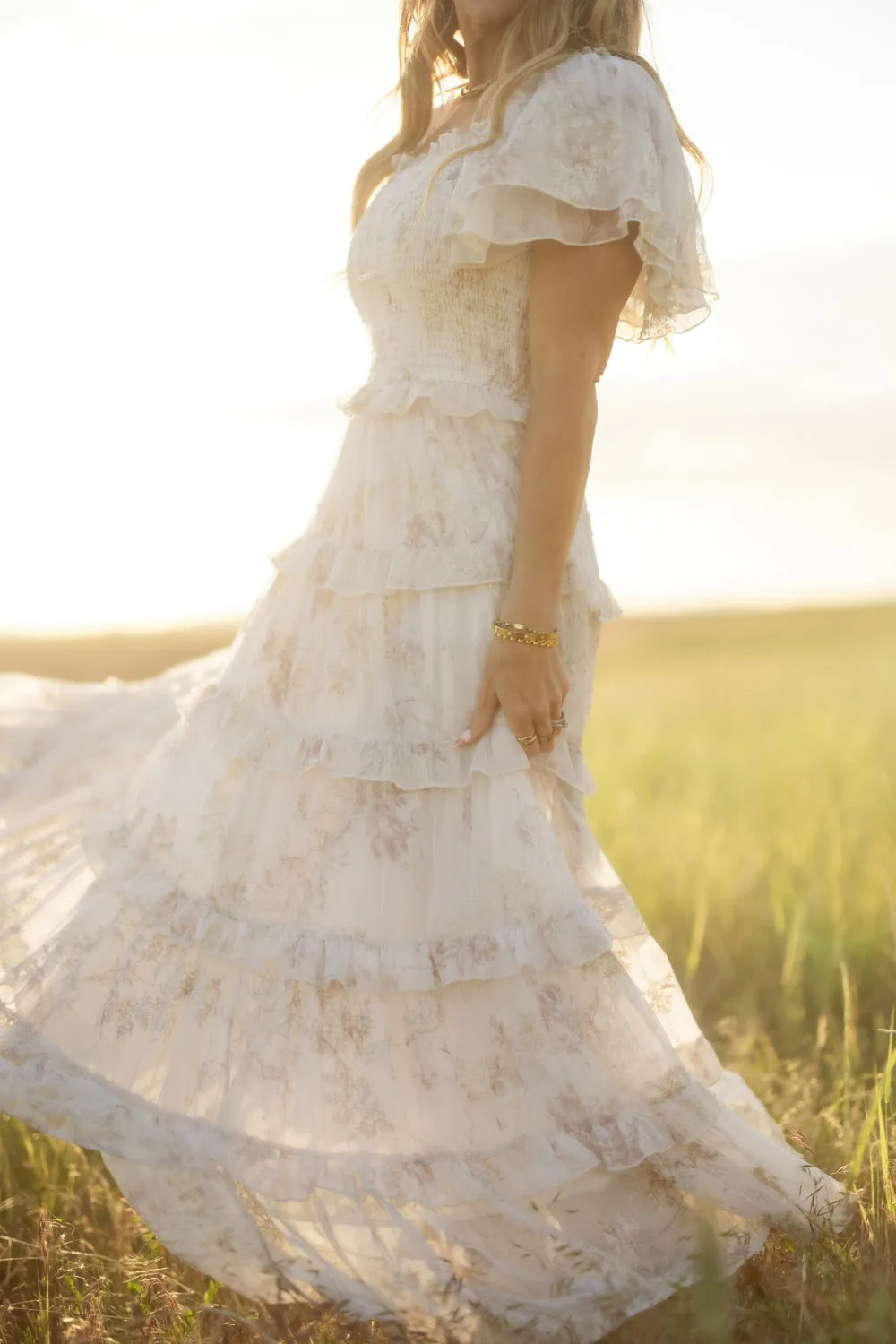 Winnie Dress in Bright White Wispy Wildflower sold by Ivy City Co product image thumbnail 4