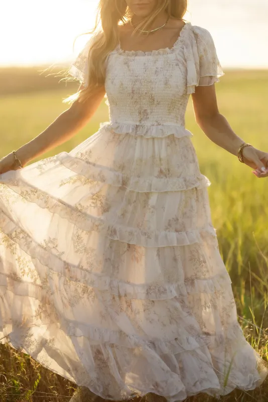 Winnie Dress in Bright White Wispy Wildflower made by Ivy City Co
