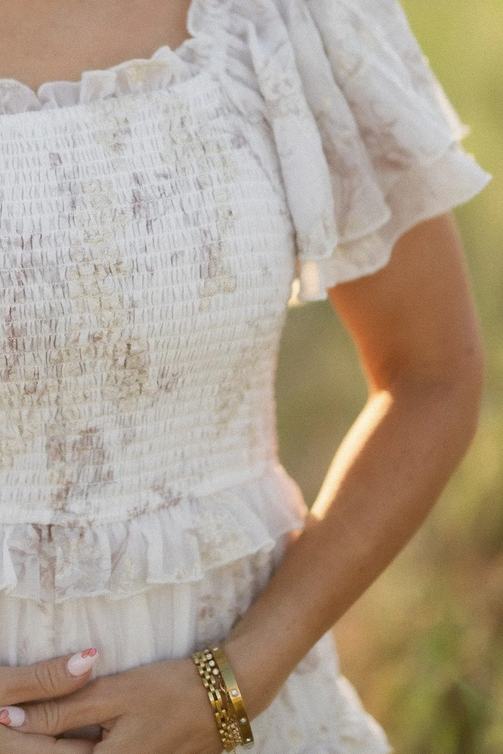 Winnie Dress in Bright White Wispy Wildflower sold by Ivy City Co product image thumbnail 5