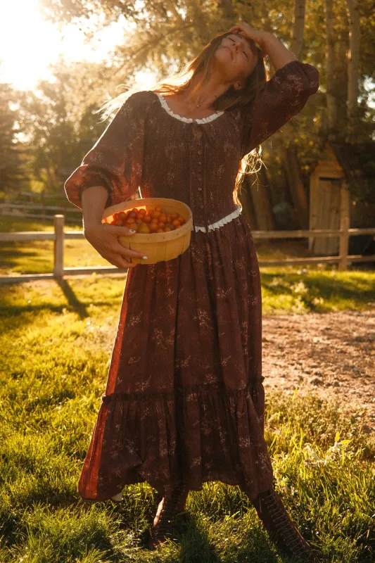 Asha Dress in Warm Cocoa Valencia Toile made by Ivy City Co