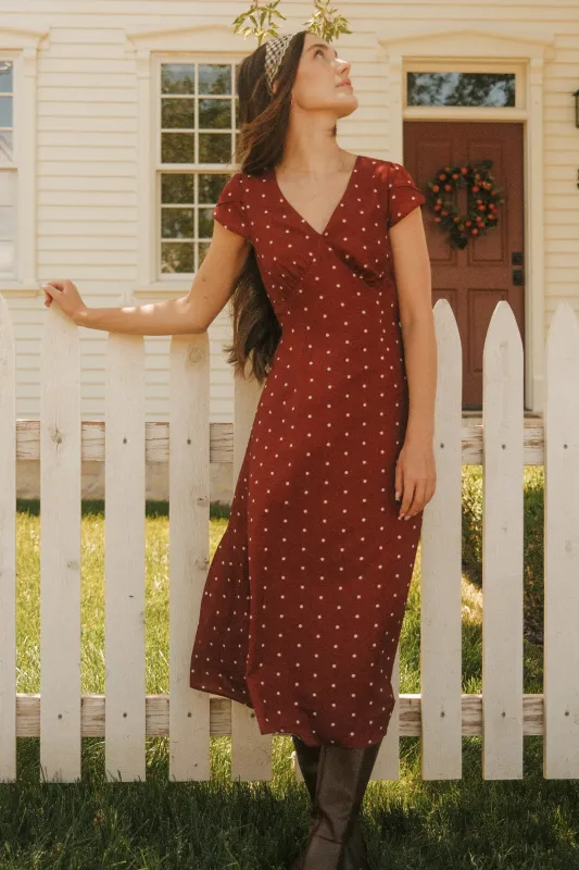 Fiona Dress in Cranberry Dainty Dot made by Ivy City Co