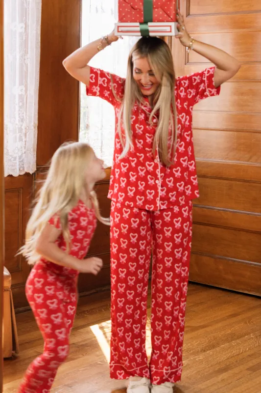Kali Pajama Set in Poinsettia Candy Canes made by Ivy City Co