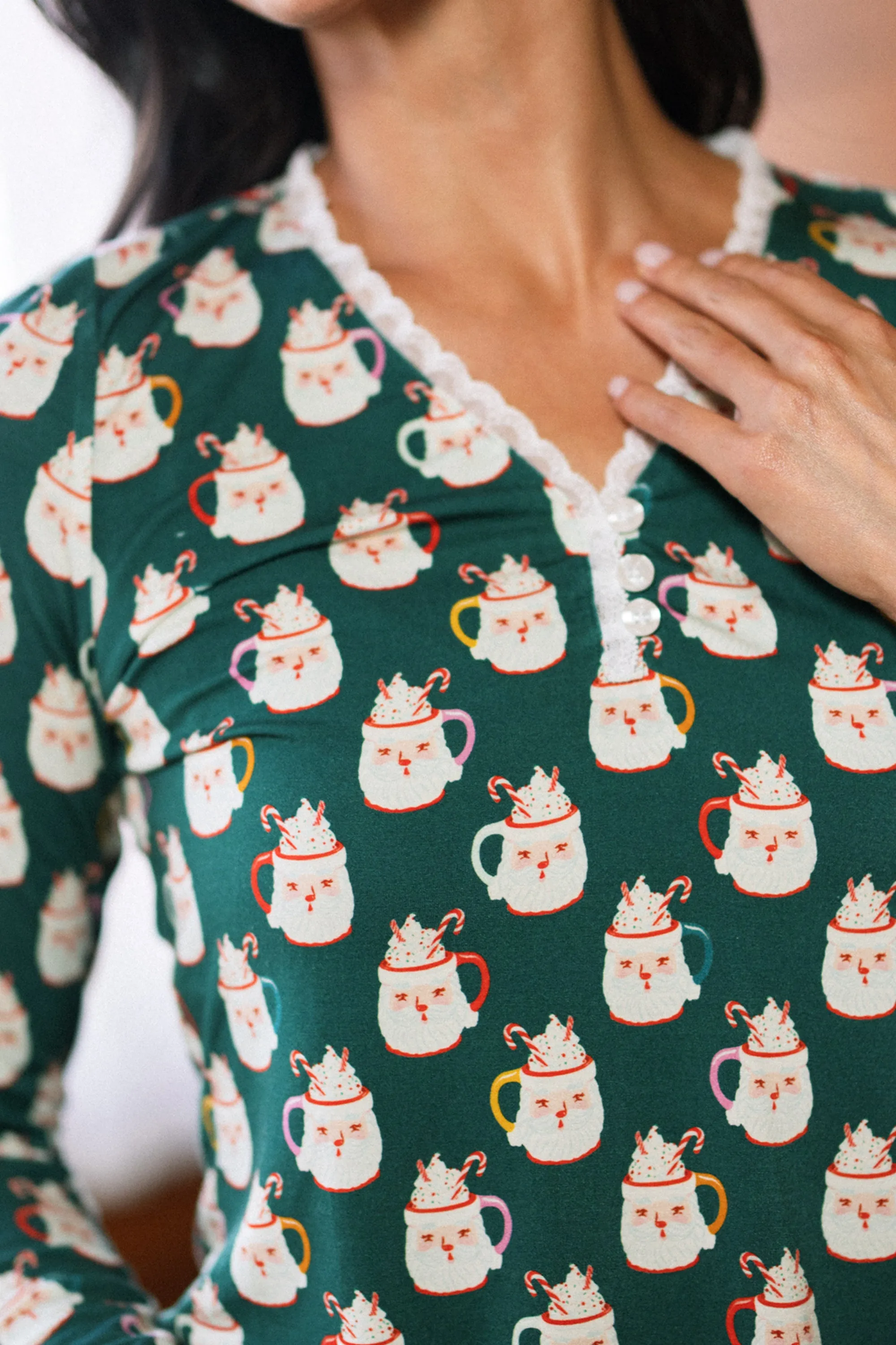 So Soft Henley Pajama Set in Very Merry Santa sold by Ivy City Co product image thumbnail 2