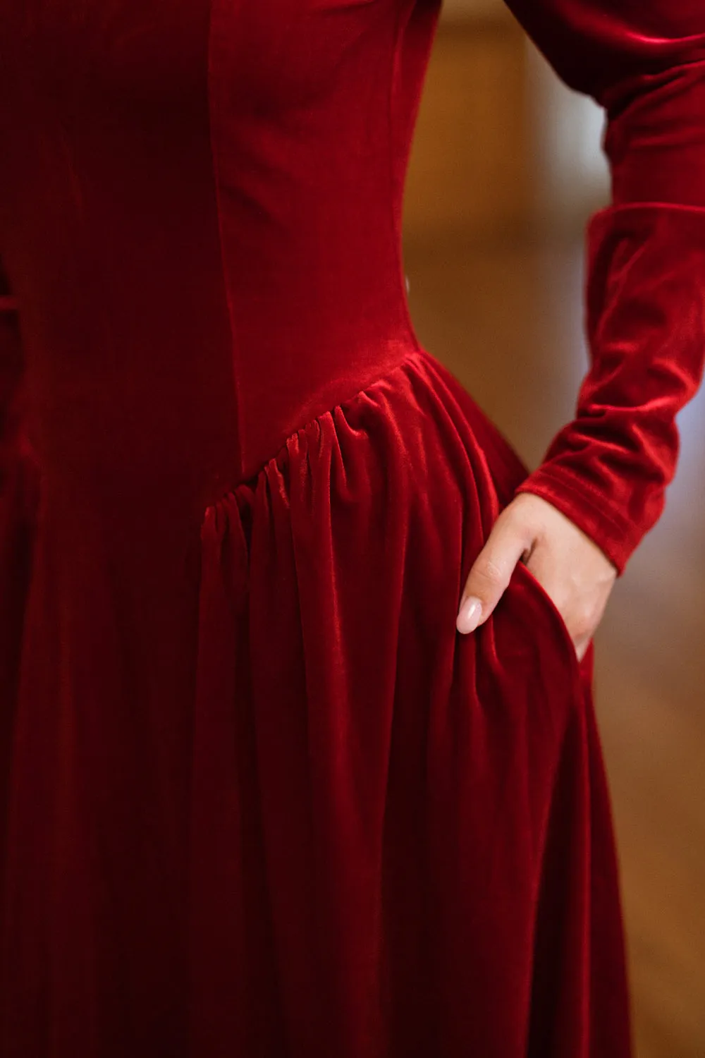 Vera June Dress in Poinsettia Velvet sold by Ivy City Co product image thumbnail 2