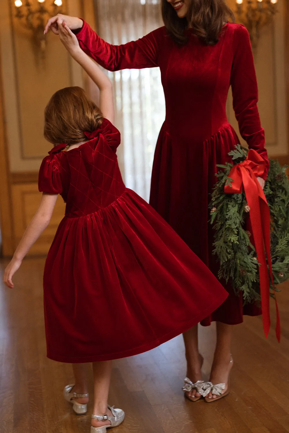 Vera June Dress in Poinsettia Velvet sold by Ivy City Co product image thumbnail 3