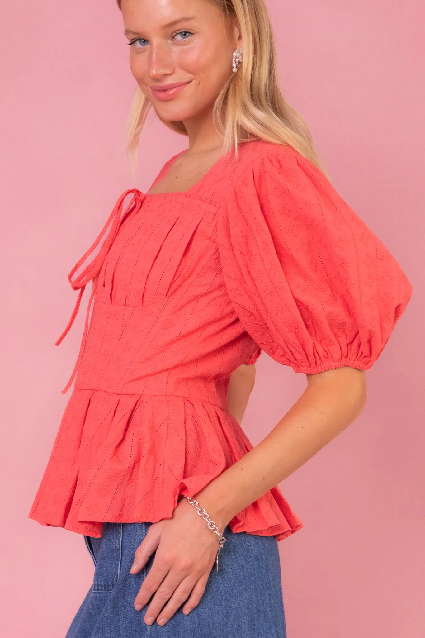 Thea Top in Coral - FINAL SALE sold by Ivy City Co product image thumbnail 3