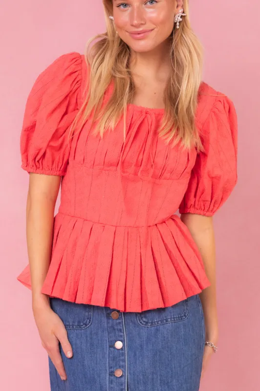 Thea Top in Coral - FINAL SALE sold by Ivy City Co