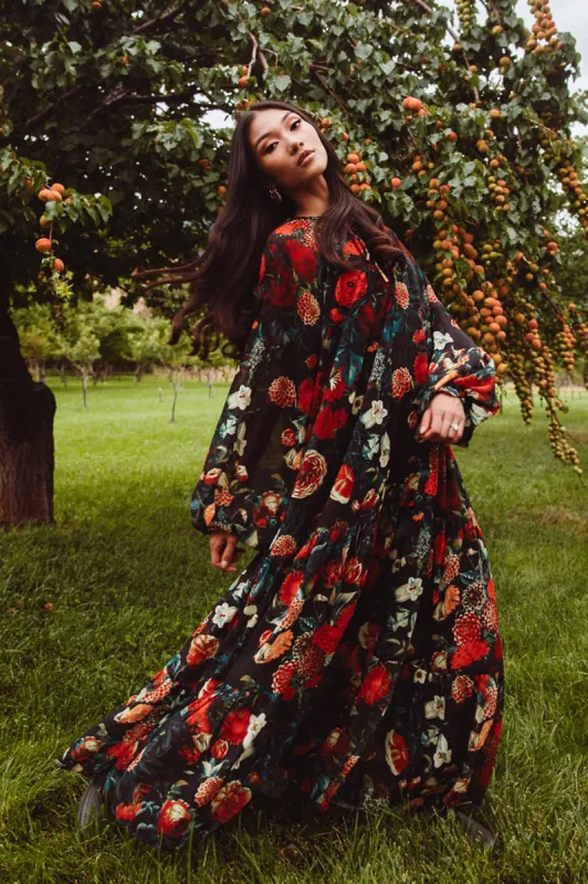 Imogen Dress in Moody Floral sold by Ivy City Co