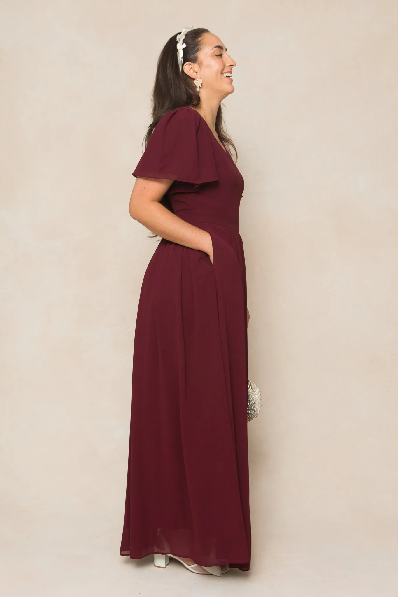 Abbie Dress in Wine Chiffon sold by Ivy City Co product image thumbnail 4