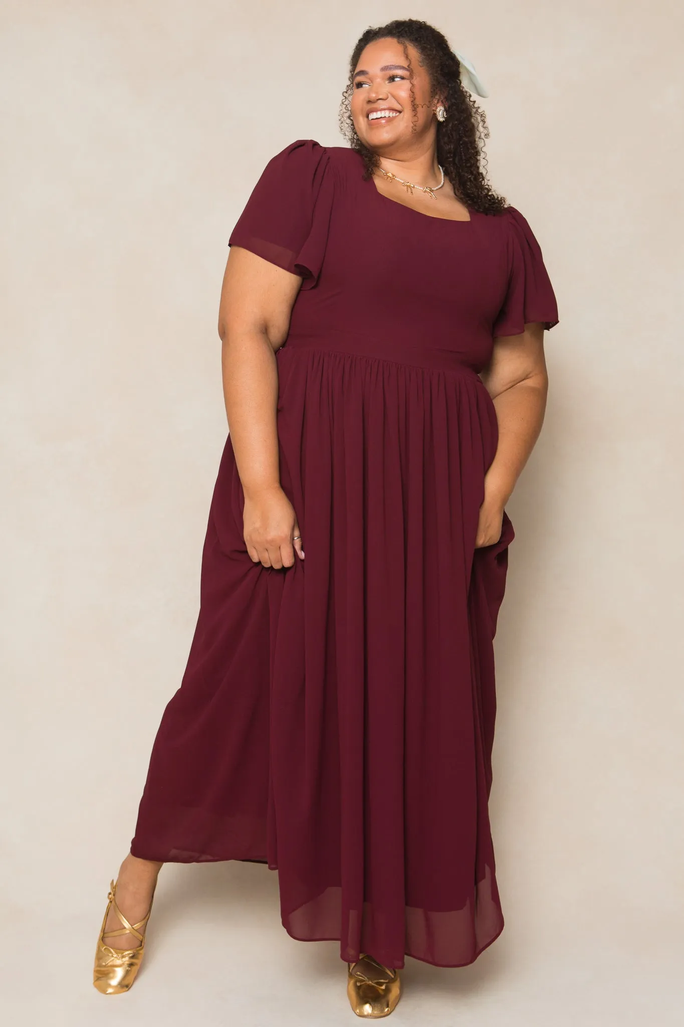 Abbie Dress in Wine Chiffon sold by Ivy City Co product image thumbnail 3