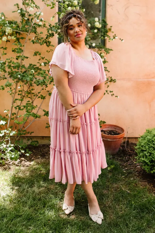Ellie Dress in Blush Chiffon sold by Ivy City Co