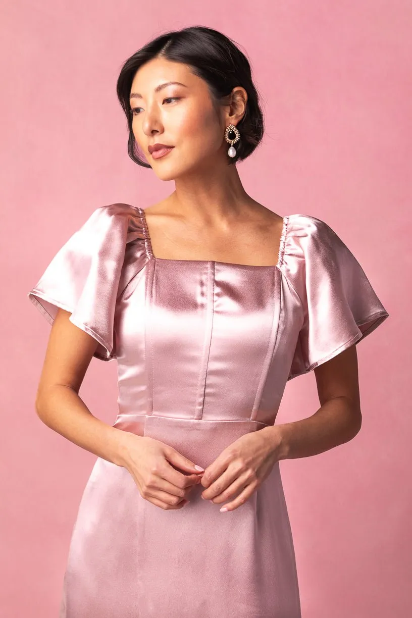 Maddie Dress in Blush Satin sold by Ivy City Co product image thumbnail 5