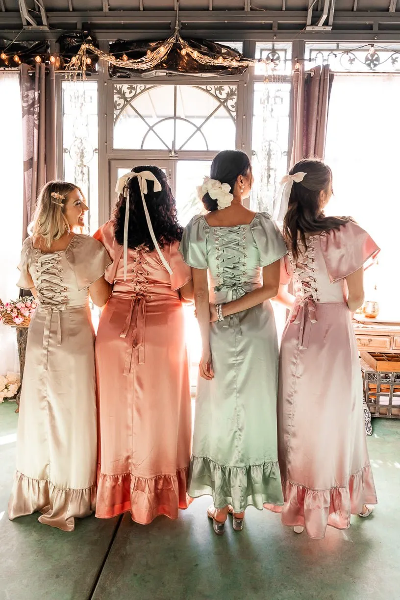 Maddie Dress in Blush Satin sold by Ivy City Co product image thumbnail 4