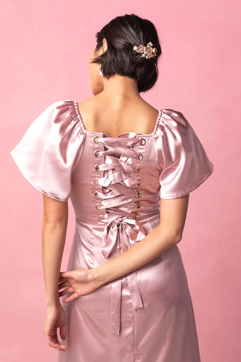 Maddie Dress in Blush Satin sold by Ivy City Co product image thumbnail 2