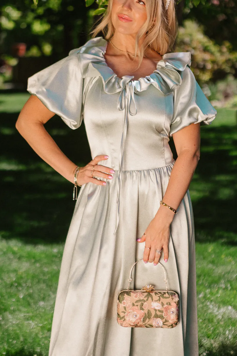 Billie Dress in Sage Satin sold by Ivy City Co product image thumbnail 2