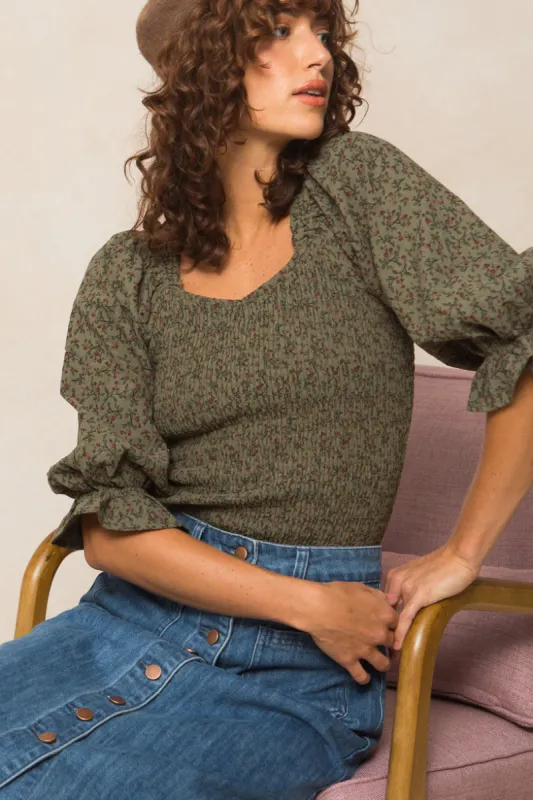 Teagan Top in Green Floral - FINAL SALE made by Ivy City Co