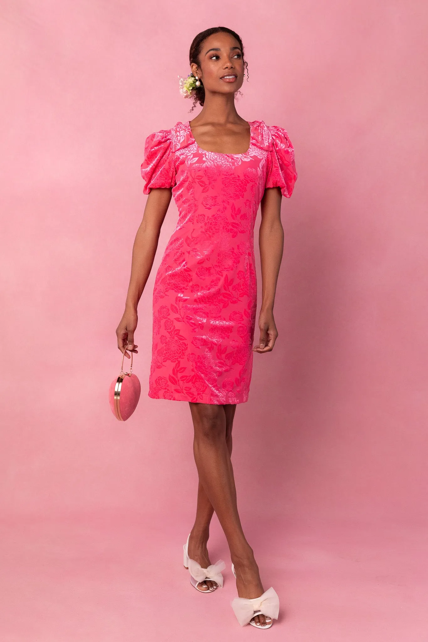 Nina Bow Dress in Pink Velvet - FINAL SALE sold by Ivy City Co product image thumbnail 4