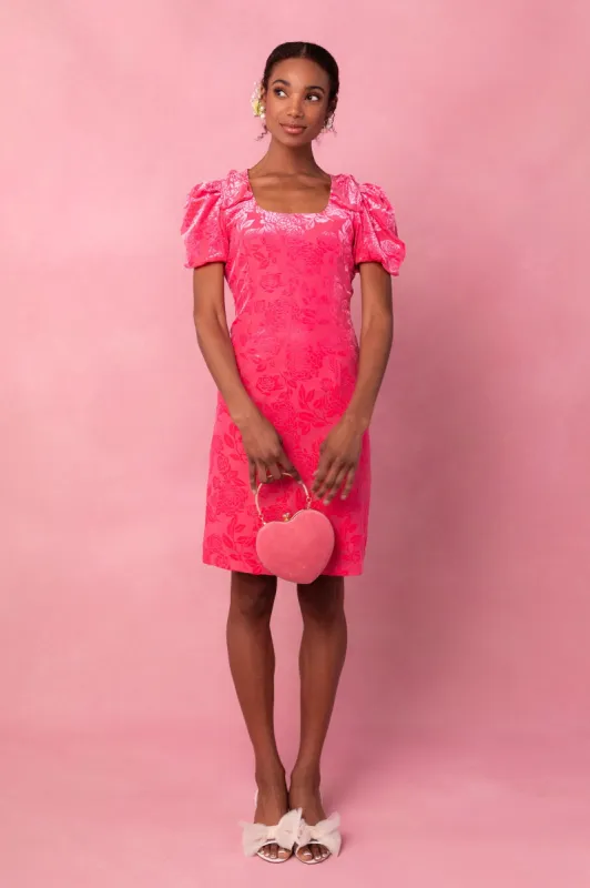 Nina Bow Dress in Pink Velvet - FINAL SALE sold by Ivy City Co