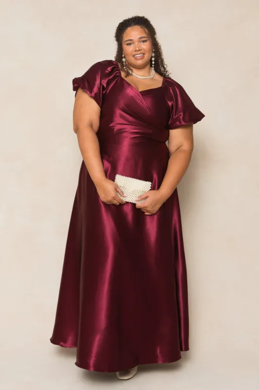 Tessie Dress in Wine Satin sold by Ivy City Co