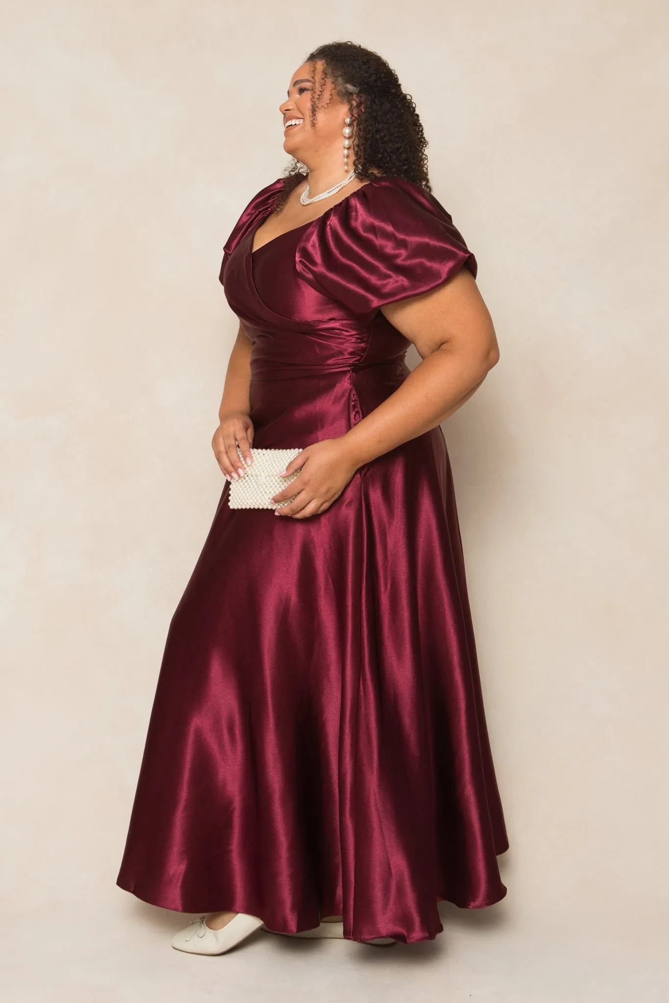 Tessie Dress in Wine Satin sold by Ivy City Co product image thumbnail 4