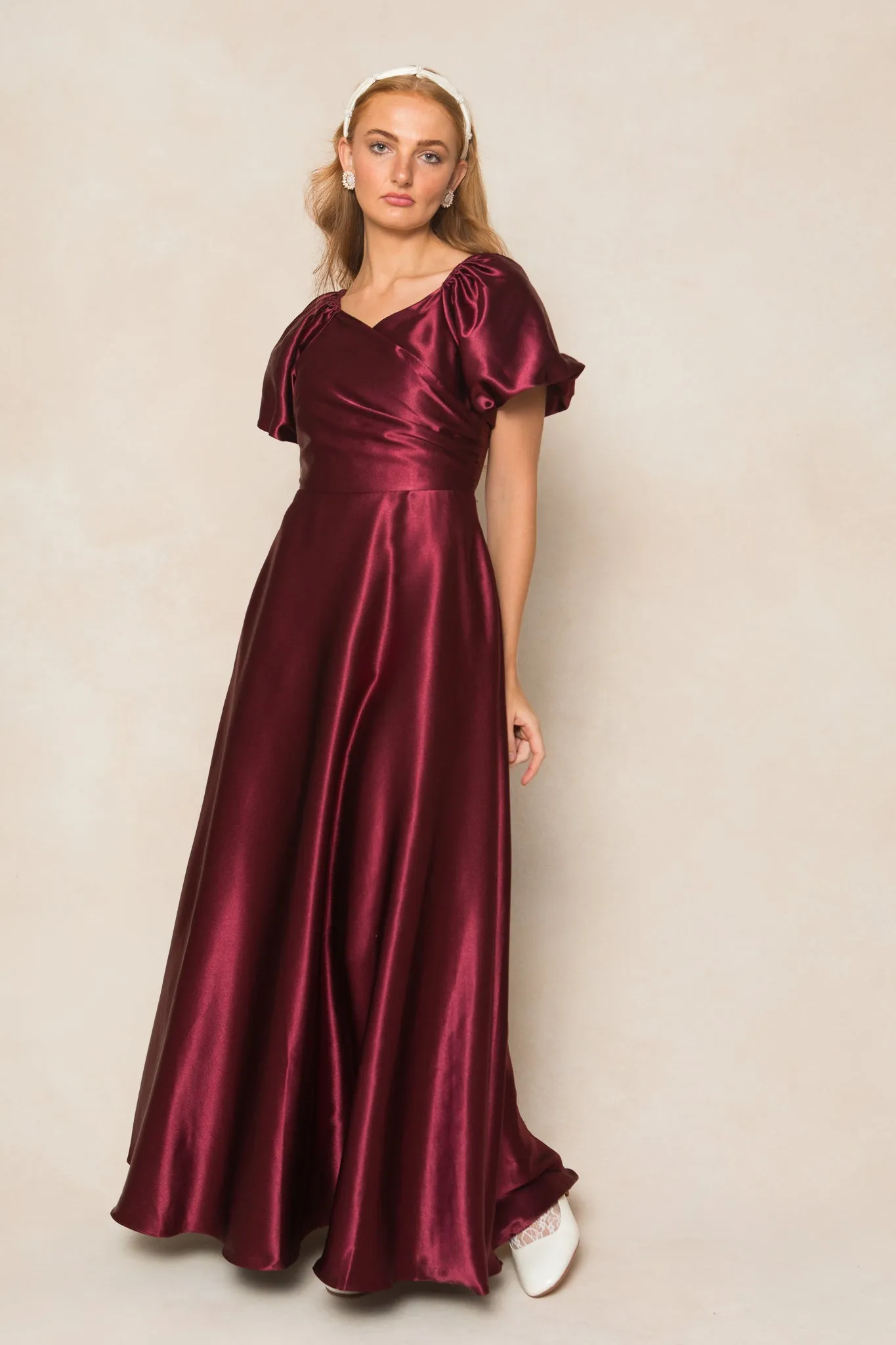 Tessie Dress in Wine Satin sold by Ivy City Co product image thumbnail 3