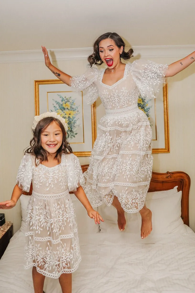 Venice Dress with Flutter Sleeves in Champagne sold by Ivy City Co product image thumbnail 2