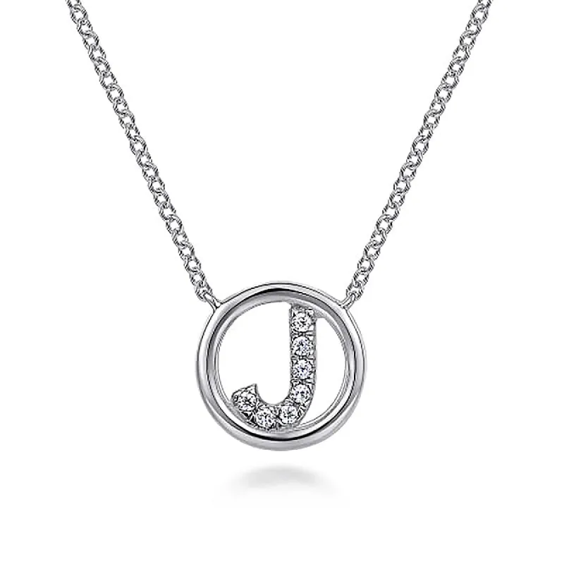 Round Pavé Initial J Pendant Necklace sold by MSBLUE Jewelry