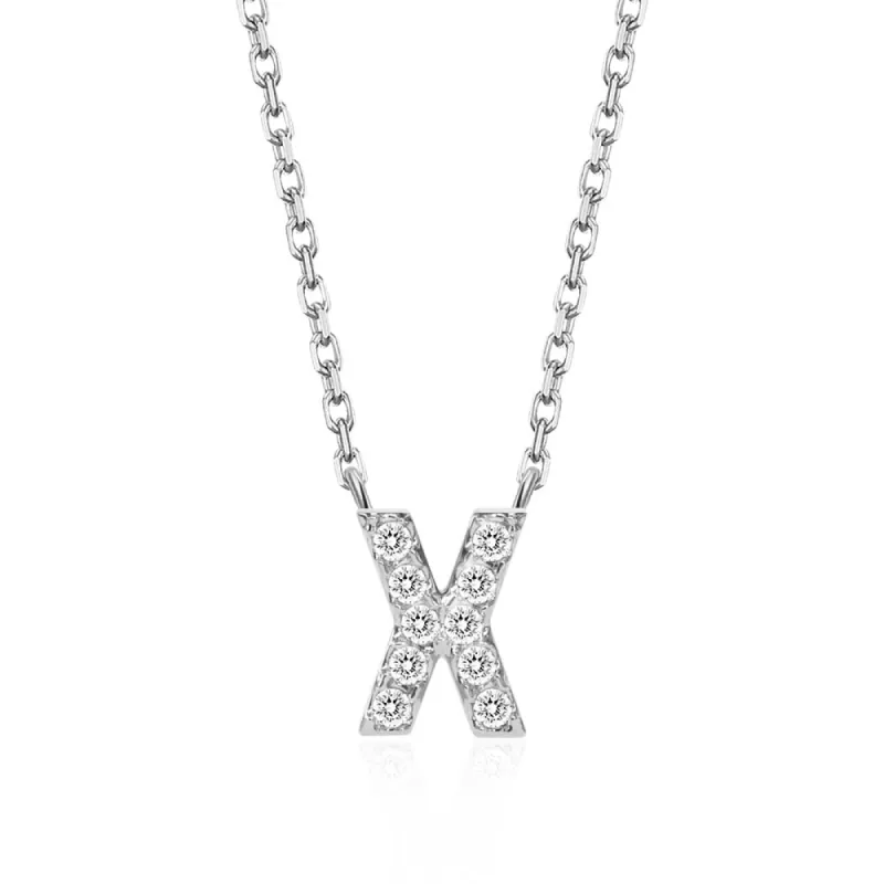 Classic Pavé Initial X Pendant Necklace sold by MSBLUE Jewelry