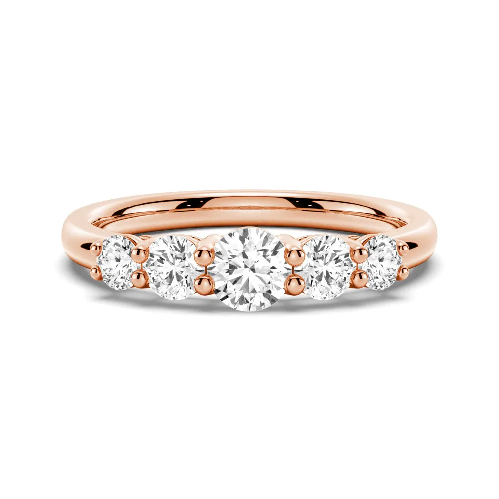 5 Stone Shared Prong Moissanite Anniversary Band sold by MSBLUE Jewelry product image thumbnail 3