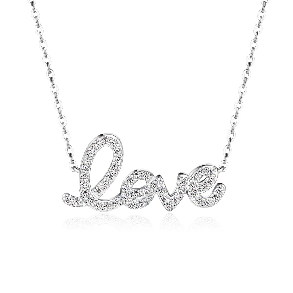 "Love" Moissanite Diamond Necklace Pendant sold by MSBLUE Jewelry