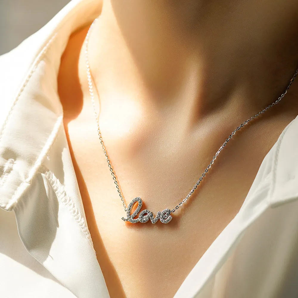 "Love" Moissanite Diamond Necklace Pendant sold by MSBLUE Jewelry product image thumbnail 4