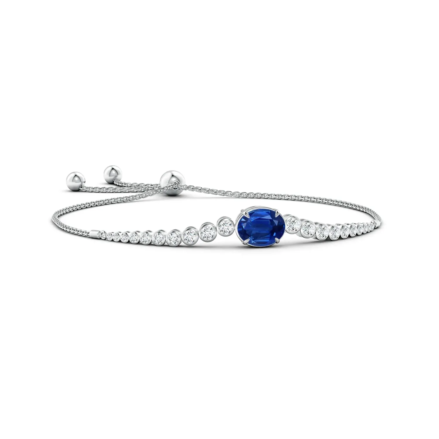 4.13 CT. Oval Blue Sapphire Bolo Bracelet with Bezel White Sapphire sold by MSBLUE Jewelry product image thumbnail 2