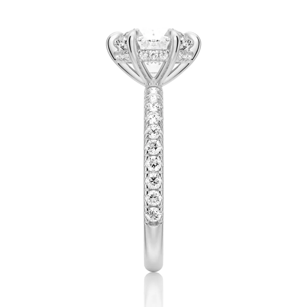 Petite Six-Prong Micropavé Moissanite Engagement Ring With Hidden Halo sold by MSBLUE Jewelry product image thumbnail 5