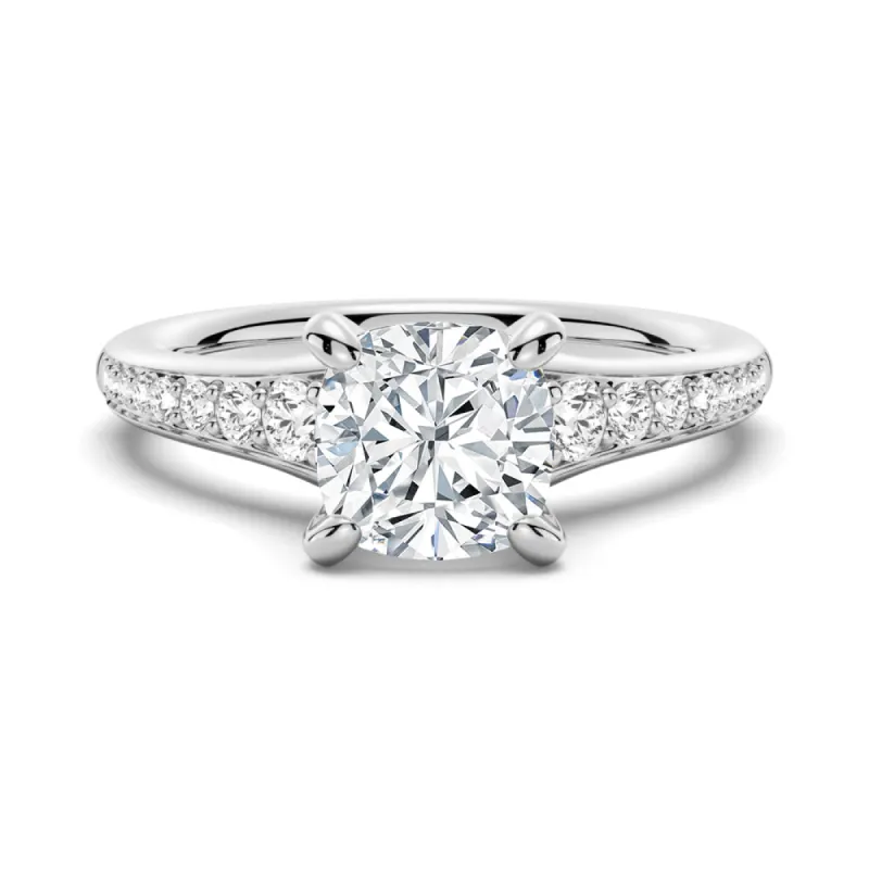 Vintage Cushion Cut Moissanite Engagement Ring With Graduated Band sold by MSBLUE Jewelry