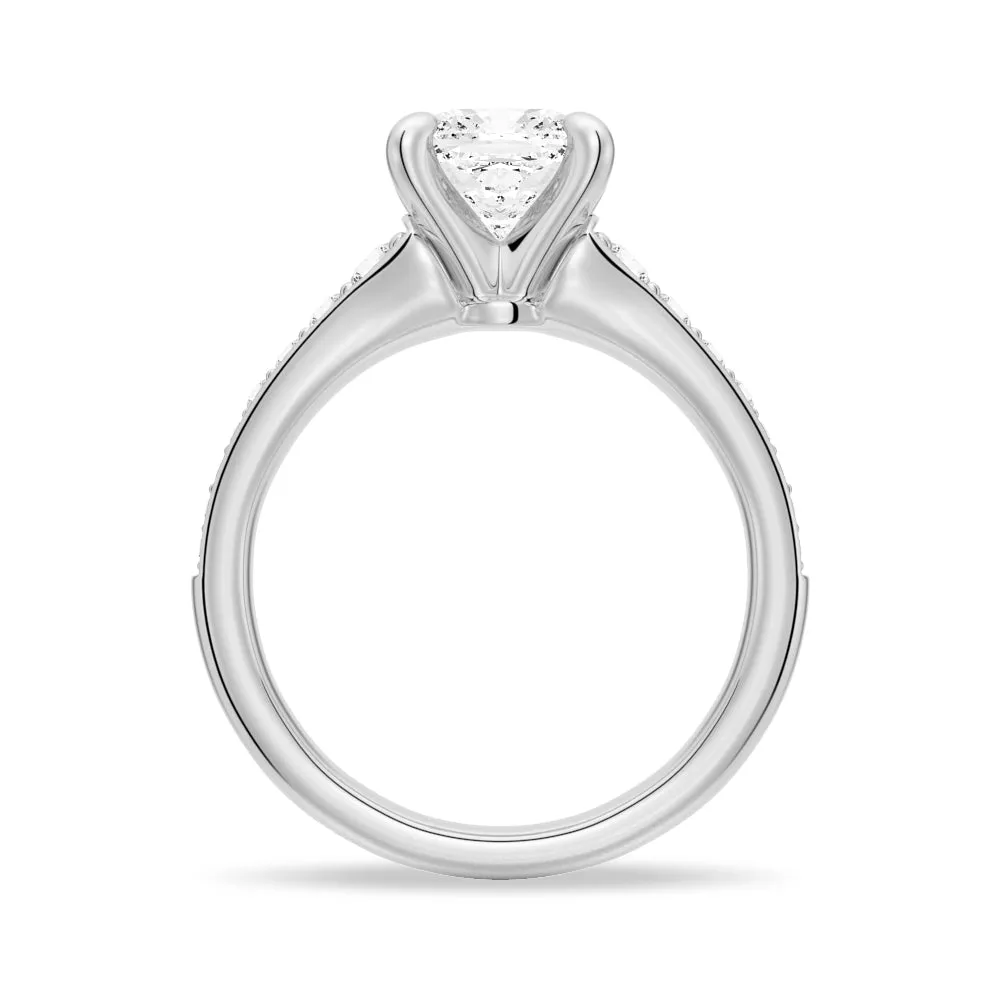 Vintage Cushion Cut Moissanite Engagement Ring With Graduated Band sold by MSBLUE Jewelry product image thumbnail 5