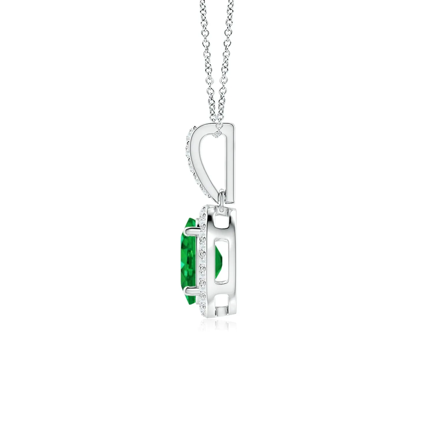 1.69 CT. Vintage Style Oval Emerald Halo Pendant sold by MSBLUE Jewelry product image thumbnail 2