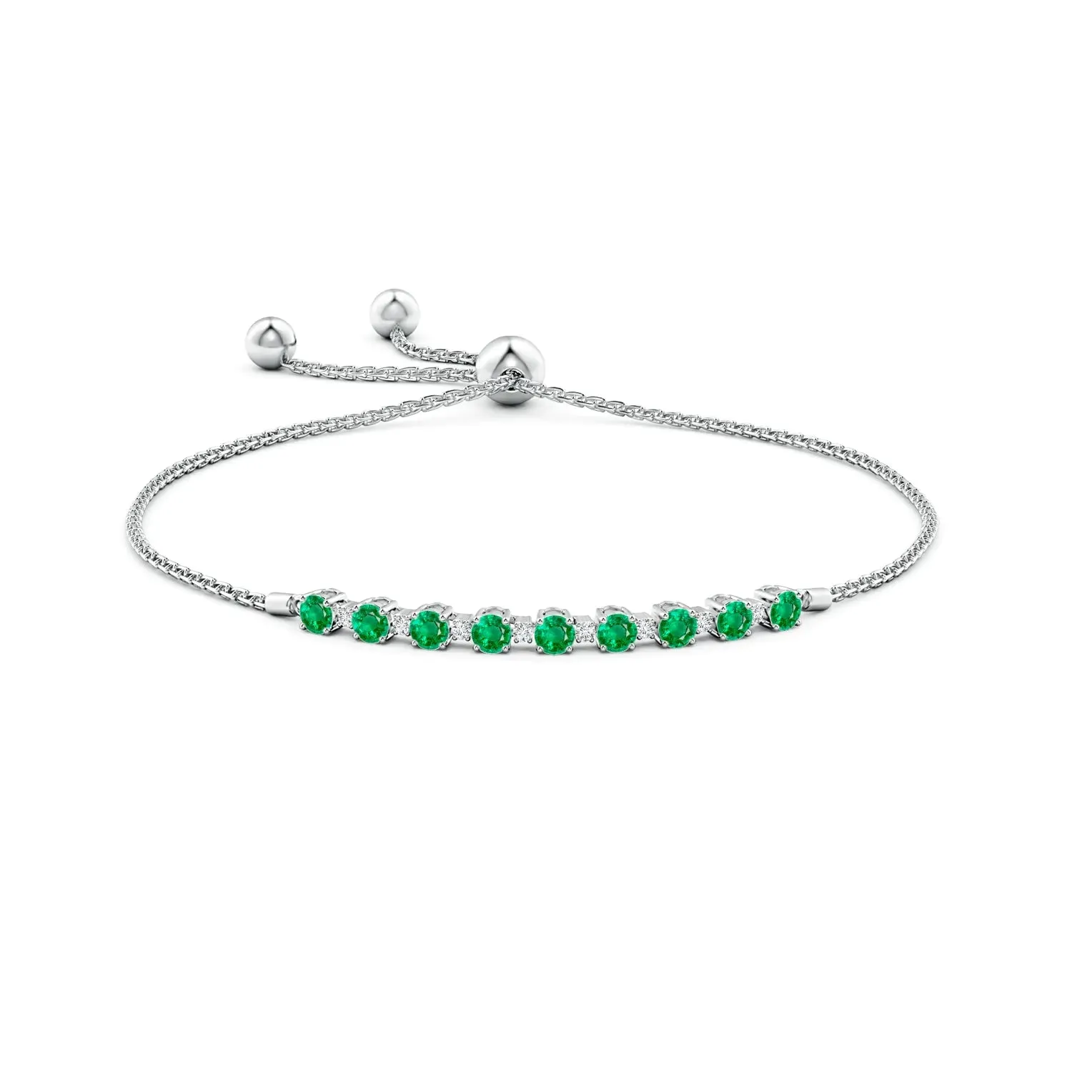 1.37 CT. Emerald and White Sapphire Bolo Tennis Bracelet sold by MSBLUE Jewelry product image thumbnail 2