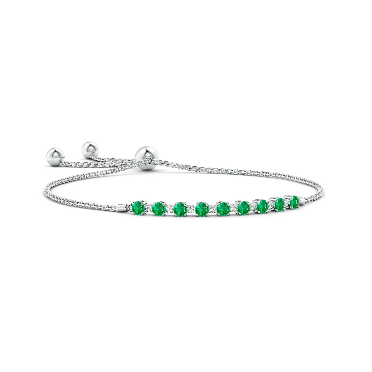 1.37 CT. Emerald and White Sapphire Bolo Tennis Bracelet sold by MSBLUE Jewelry