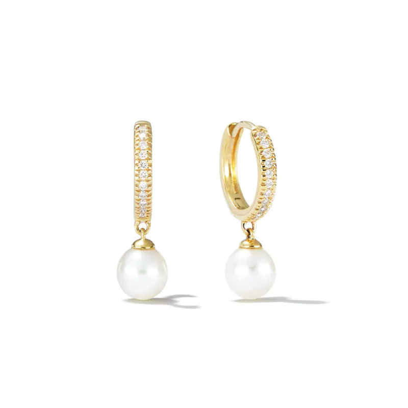 Pavé Lab Grown Diamond Pearl Drop Earrings sold by MSBLUE Jewelry