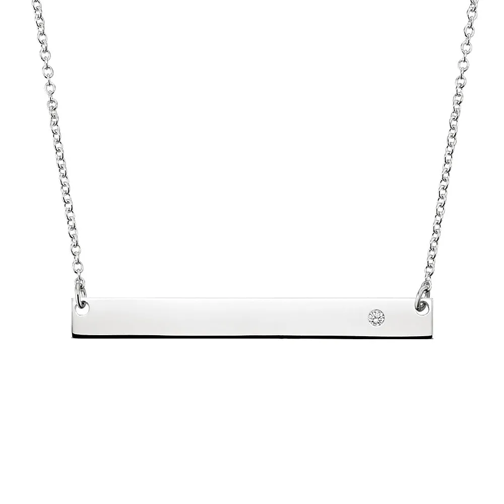 Engravable Bar Necklace with Moissanite sold by MSBLUE Jewelry product image thumbnail 4